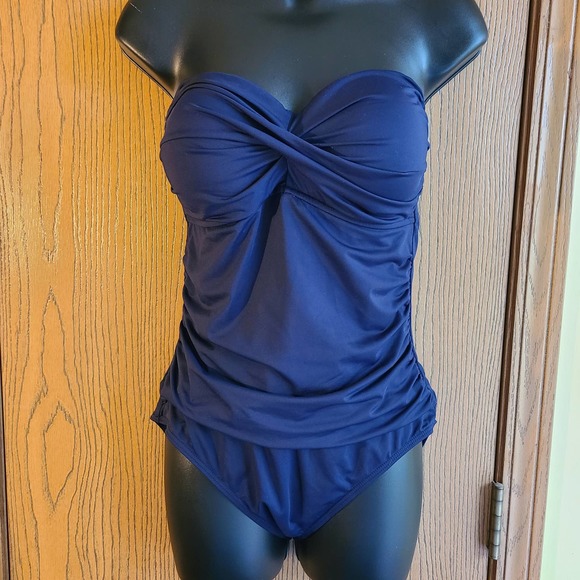 Anne Cole Other - Anne Cole Ruched Sweetheart Neckline Navy One Piece Swimsuit